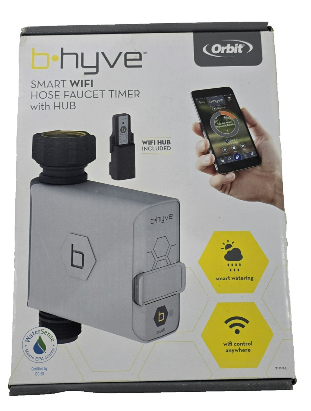Orbit B-hyve 21004 Smart Hose Faucet Timer WiFi Hub Bluetooth NEW